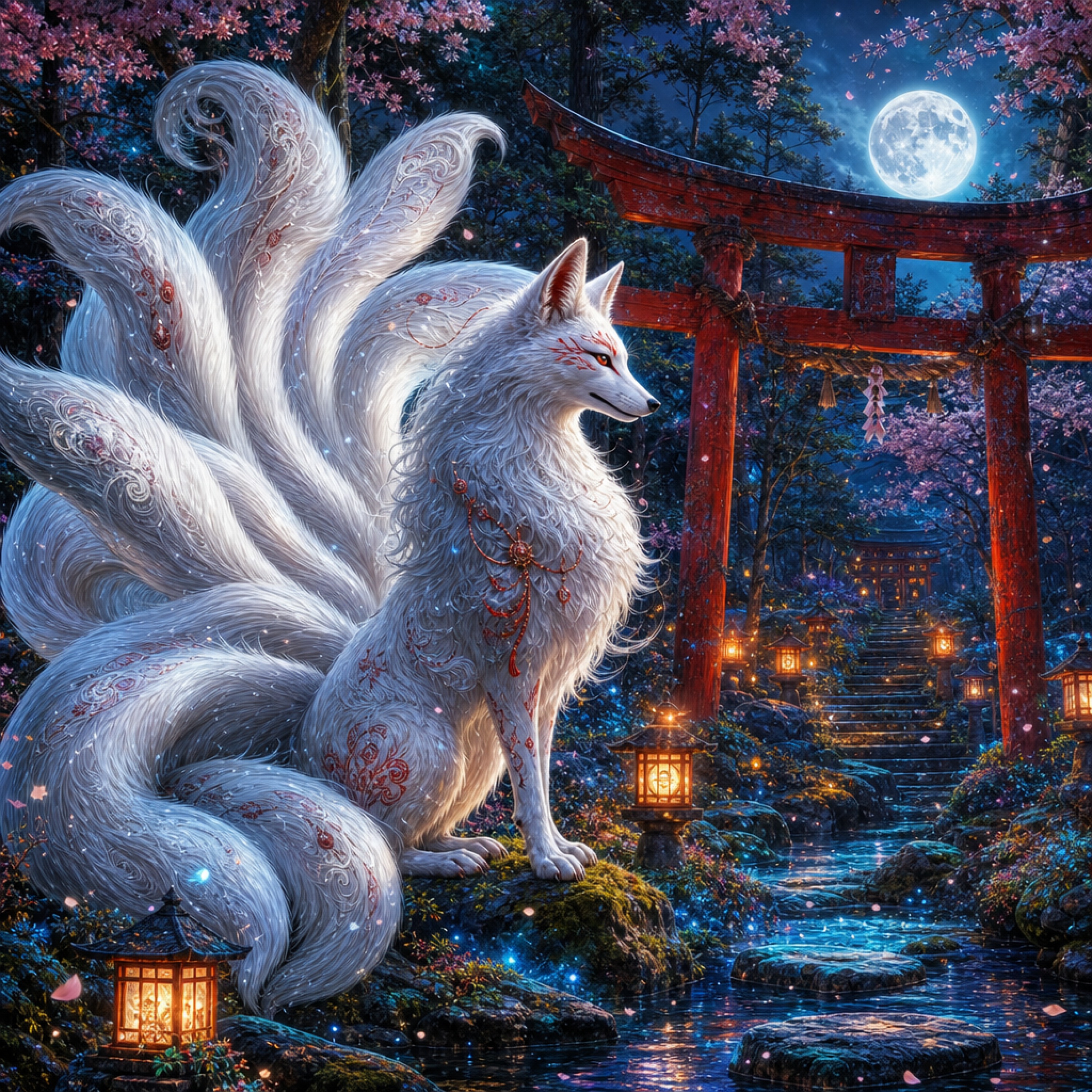 Play Kitsune Ånd jigsaw puzzle - 1000 pieces, free online Kitsune Ånd - 1000 brikkers puslespil | Fantasy