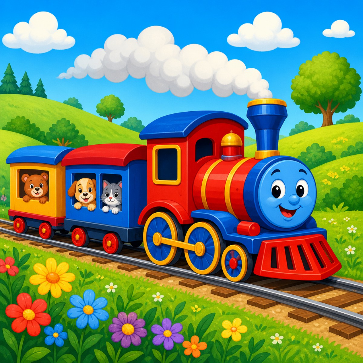 Colorful Train - 9 piece jigsaw puzzle