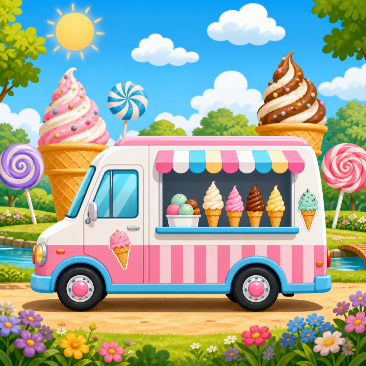 Play Ice Cream Truck jigsaw puzzle - 16 pieces, free online Ice Cream Truck - 16 piece jigsaw puzzle | Kids