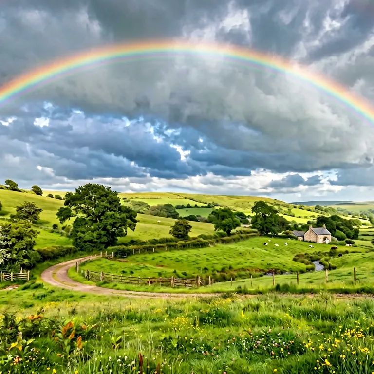 Regenbogen über dem Feld - 9 Teile Puzzle